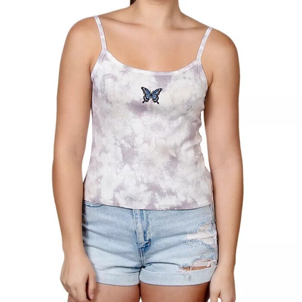 JR447 Rebellious One Gray Juniors' Tie-Dye Cotton Tank Top Size XL